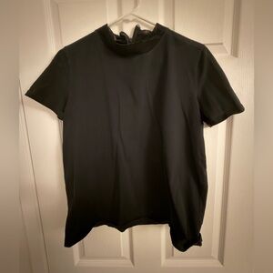 Classic Black Women's Shirt with mesh collar detail